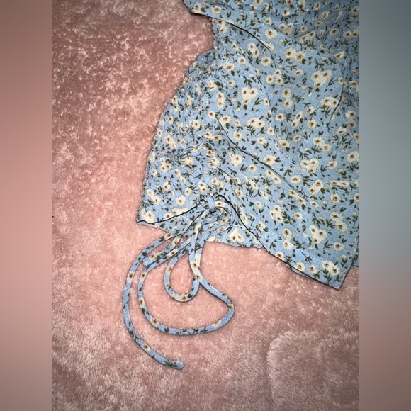 Blush BJ Womens Sheer Blue Crop Tank Baby Blue Floral Size Medium - Picture 4 of 5